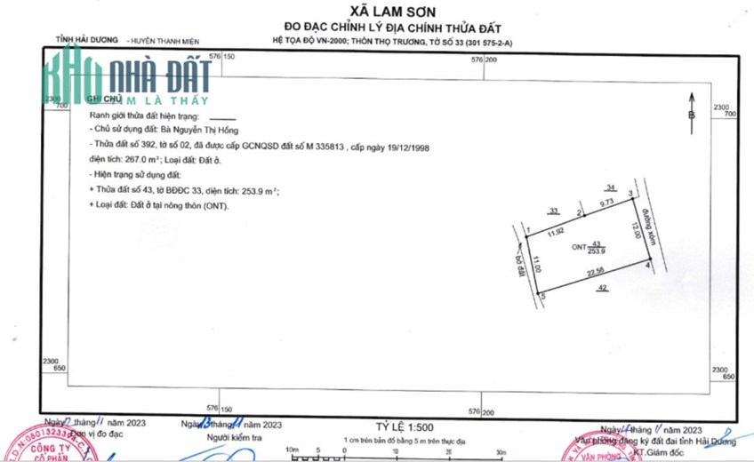 Đất tại Quán Khoang Lam Sơn Thanh Miện cạnh trường THPT Thanh Miện sau lưng hạt QLGT đường bộ