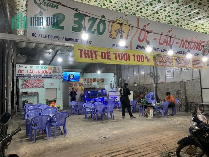 Quận 12  , Sang Quán Nhậu DT : 240 m2 ( 12m x 20m ) Gần Chợ , Sát Nhiều Kho Xưởng, Phòng