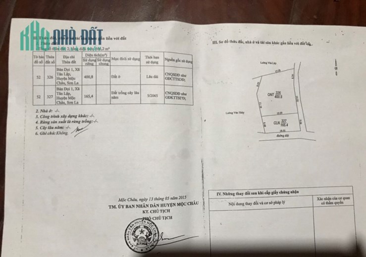 Cắt lỗ mảnh đất siêu đẹp tại Bản Dọi, Mộc Châu