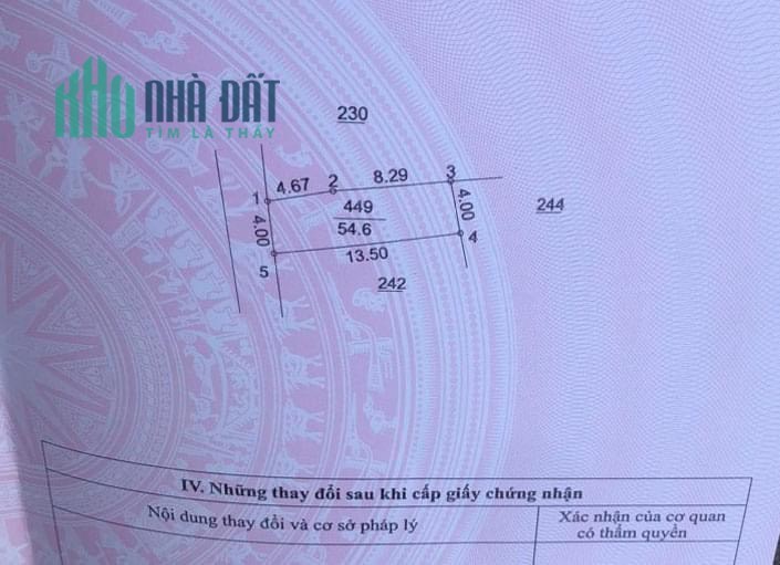 chính chủ bán lô đất cạnh số nhà 45. Diện tích: 54,6m2 tại ngõ 1137 Quang Trung. Tổ 3 Do Lộ Yên