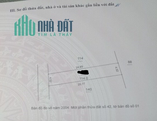 ✅ĐẤT ĐẸP HÀ ĐÔNG - đường nhựa -50m ra mặt đường QL6 
- diện tích 114m sổ đỏ cất két 
- đất vuông