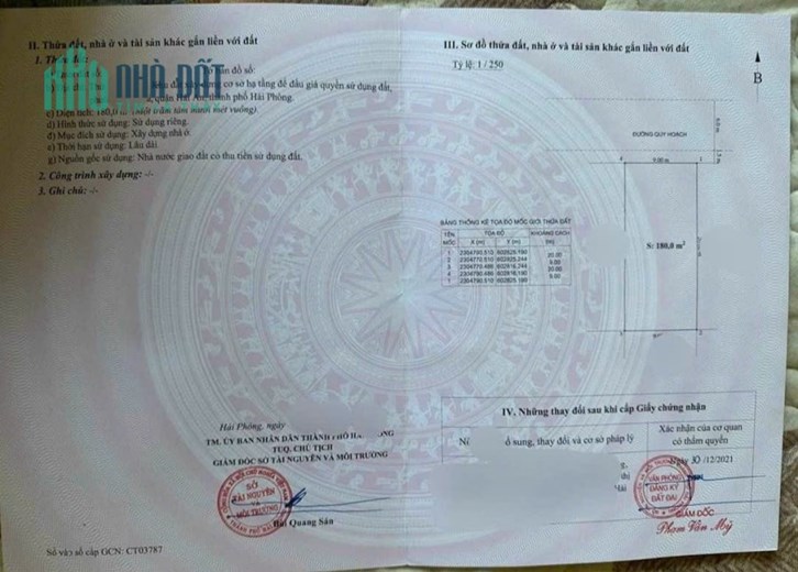 Bán lô đất biệt thự Ngân Anh Nam Hải Diện tích 180 m ngang 9 giá 30tr/m