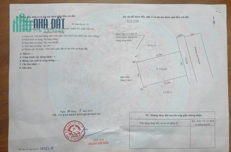 Bán lô đất biệt thự 146M ngang 9 giá 8ty2  Thành Tô Cát Bi Hải An