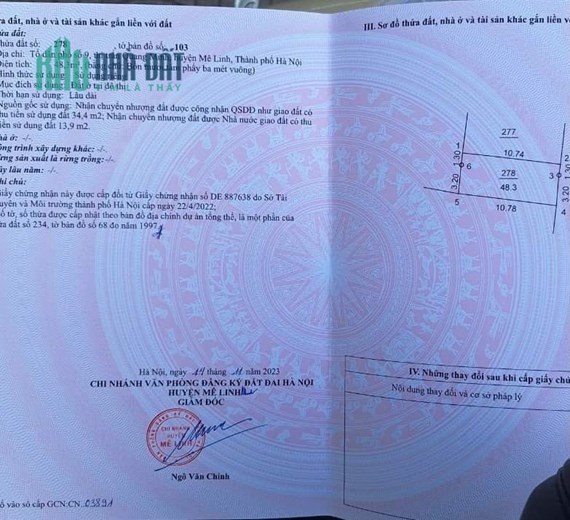 Cần Bán Lô Đất Vị Trí Đẹp Tại Thị trấn Quang Minh, Huyện Mê Linh, Hà Nội