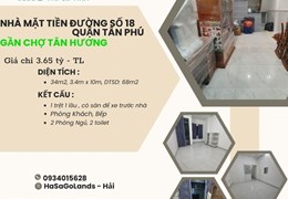 CỰC HIẾM Bán nhà MT gần chợ TÂN HƯƠNG 34m2, 2TẦNG, 3.65tỷ