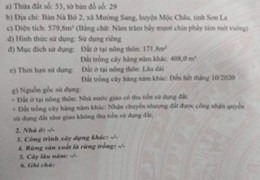 Cần bán gấp mảnh đất có vị trí cực đẹp nằm tại trung tâm Mộc Châu