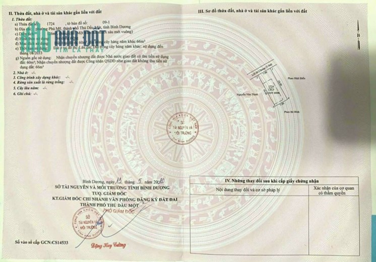 Chính chủ cần bán lô đất đẹp tại Phường Phú Mỹ, Tp.Thủ Dầu Một, Bình Dương