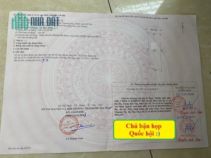 Diện tích 74,7m full thổ cư Chúc Sơn 
 Mặt tiền = hậu 5m, ngõ ô tô  Cách chợ Chúc Sơn chỉ 300m
 Sẵn