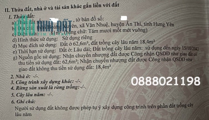 ⭐Bán đất vị trí đẹp tại thôn Hoàng Xuyên, Văn Nhuệ, Ân Thi, Hưng Yên, 325tr; 0888021198