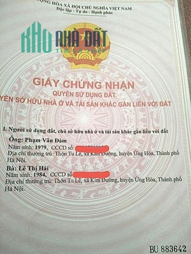 Chính chủ cần bán mảnh đất mặt đường cái, đường 75 đường trục chính Tu Lễ- Kim Đường, Ứng Hoà