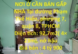 CHÍNH CHỦ CHUYỂN NƠI Ở CẦN BÁN GẤP NHÀ Tại quận 8, TPHCM