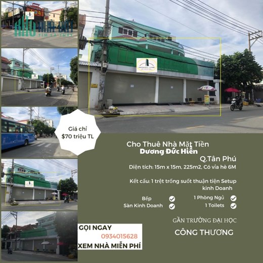 Cho thuê Nhà Mặt Tiền Dương Đức Hiền 225m2, Ngang 15M, gần trường học