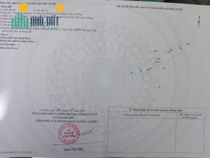 CHÍNH CHỦ CẦN BÁN NHANH LÔ ĐẤT TẠI  Phường Tân Xuyên - TP CÀ MAU - CÀ MAU