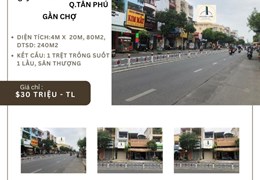 Cho thuê Nhà Mặt Tiền Nguyễn Sơn 80m2, 1Lầu+ST, 30triệu, gần chợ