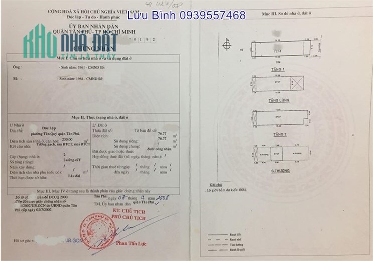 Nhà riêng 4.2 x 19m, 4 tầng – HXH, Độc Lập, Tân Phú, chỉ 7.2 tỷ