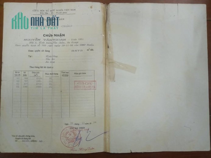 ĐẤT CHÍNH CHỦ– Cần Bán Lô Đất Full Thổ Cư Vị Trí Đẹp Tại Thị Xã Tân Châu - An Giang