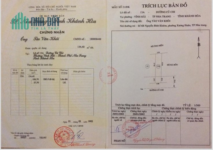 ĐẤT CHÍNH CHỦ– Cần Bán Lô Đất Vị Trí Đẹp Tại tp Nha Trang, tỉnh Khánh Hòa