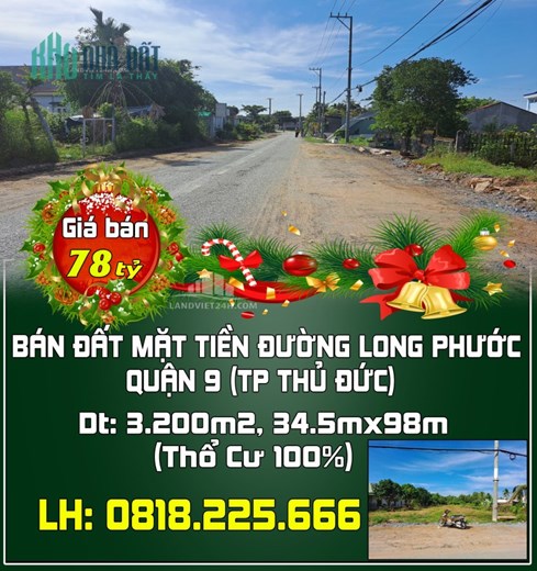 BÁN ĐẤT MẶT TIỀN ĐƯỜNG LONG PHƯỚC, QUẬN 9 (TP THỦ ĐỨC) TP.HCM