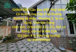 CHÍNH CHỦ Cần Bán BIỆT THỰ MINI Có Hoàn Công Cấp 4 Tại Đường Dương Kỳ Hiệp, Sóc Trăng