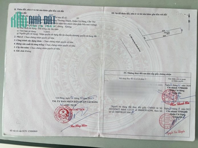ĐẤT CHÍNH CHỦ - GIÁ TỐT - Cần Bán Nhanh Tại Phường Thường Thạnh, Q. Cái Răng, TP Cần Thơ