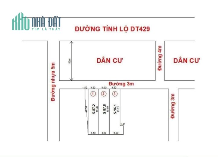 Xuất hiện 3 lô đất đường thông oto 7 chỗ vào tận nhà
Cách tỉnh lộ 429 100m
Cách trường học các cấp.