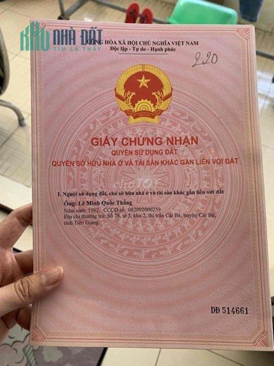 CHÍNH CHỦ CẦN BÁN ĐẤT MẶT TIỀN đẹp tại Thị trấn Cái Bè, Huyện Cái Bè, Tiền Giang