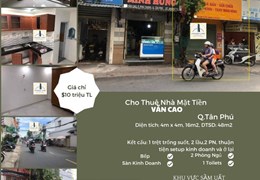 Cho thuê Nhà Mặt Tiền Văn Cao 16m2, 2Lầu,10 triệu