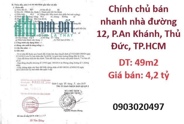⭐Chính chủ bán nhanh nhà đường 12, P.An Khánh, Thủ Đức, TP.HCM; 4,2 tỷ; 0903020497