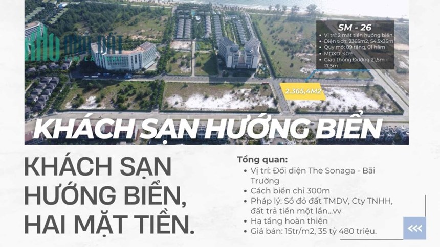 Đắc Địa: Đất Khách sạn View Biển - Mặt tiền đường 36M. Giá chỉ 1xtr/m2