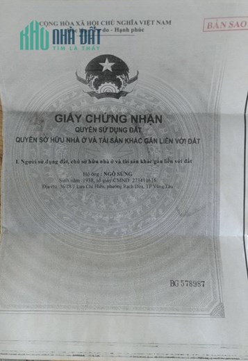 CHÍNH CHỦ CẦN BÁN GẤP Lô Đất Vị Trí Đẹp Tại Phường Rạch Dừa, TP Vũng Tàu - Bà Rịa Vũng Tàu