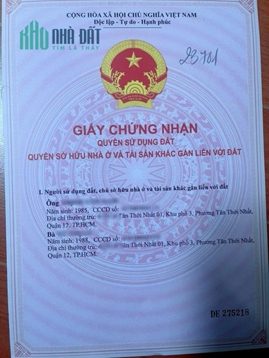 CHÍNH CHỦ CẦN BÁN NHANH Căn Nhà Cấp 4 Mặt Tiền Tại Quận Gò Vấp, TP HCM