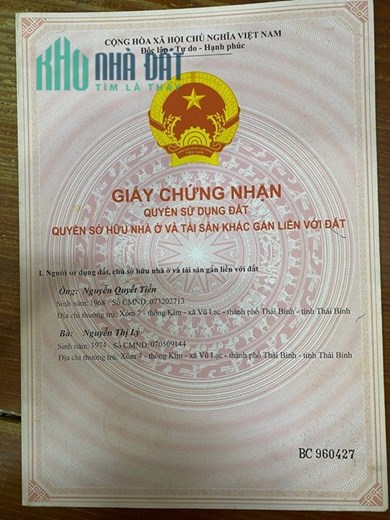 CHÍNH CHỦ - BÁN NHANH LÔ ĐẤT Tại thôn Kìm, xã Vũ Lạc, TP Thái Bình, Thái Bình