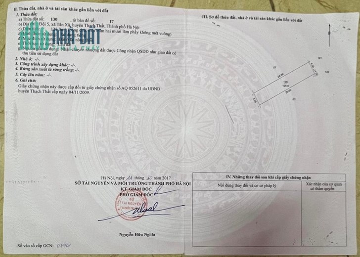 Bán đất Tân Xã ( trục chính UBND xã Tân Xã) - Tân Xã - Thạch Thất - HN:
* S đất = 125 m2
* Mặt