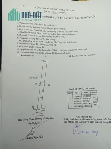 Chính chủ cần bán nhanh 2 Lô Đất Thuộc Xã Định Thành - Huyện Dầu Tiếng - Bình Dương.