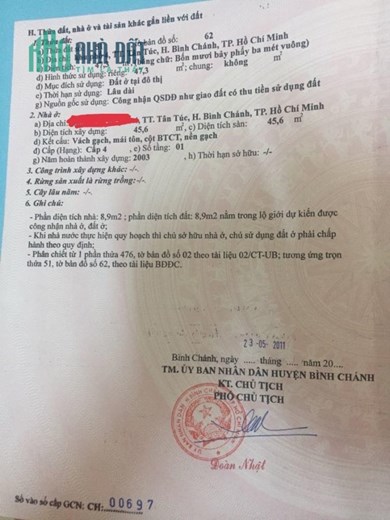 CHÍNH CHỦ  Cần Bán Nhà 2 Mặt Hẻm Quốc Lộ 1A Thị Trấn Tân Túc  Huyện Bình Chánh