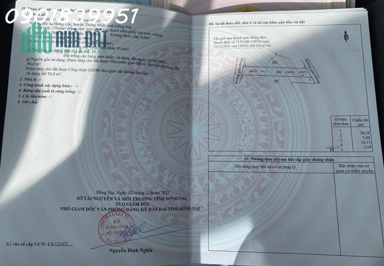 Bán Lô Đất Thổ Cư Mặt Tiền đường 25 Hưng Lộc Thống Nhất Đồng Nai