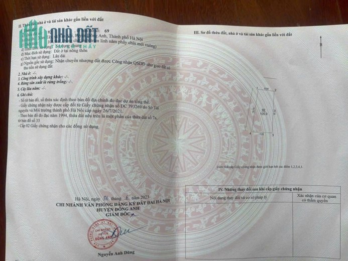 Bán đất 106m2 lô góc trục chính Đông Tây Vân Nội Đông Anh giá rẻ