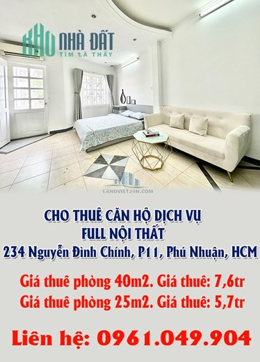 CHO THUÊ CĂN HỘ DỊCH VỤ FULL NỘI THẤT HOT NHẤT KHU VỰC NGUYỄN ĐÌNH CHÍNH-P11- PHÚ NHUẬN