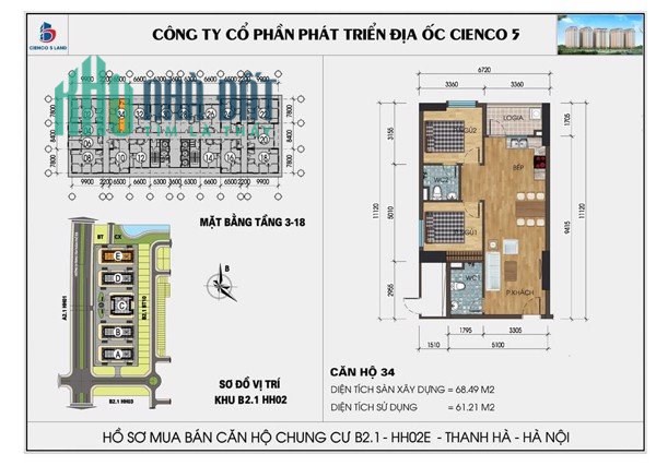Chính chủ cần bán căn hộ 68m khu đô thị Thanh hà Cienco 5