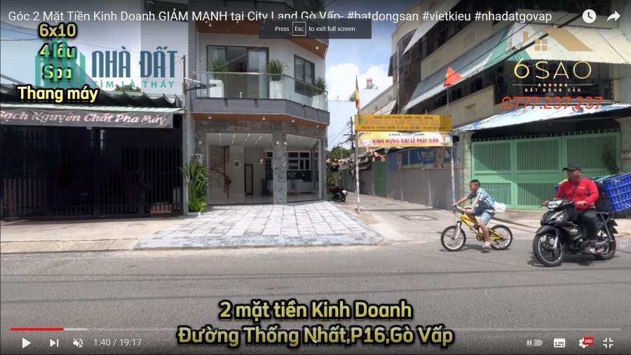 Giảm giá sâu mặt tiền kinh doanh đường Thống Nhất, video chi tiết trong kênh you,tube Bất Động Sản