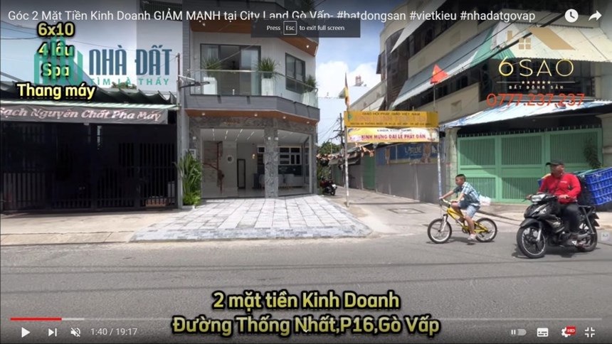 Giảm giá sâu mặt tiền kinh doanh đường Thống Nhất, video chi tiết trong kênh you,tube Bất Động Sản