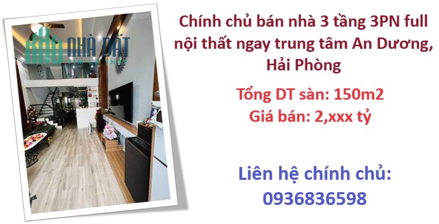 ⭐Chính chủ bán nhà 3 tầng 3PN full nội thất ngay trung tâm An Dương, Hải Phòng; 2,xxxtỷ; 0936836598