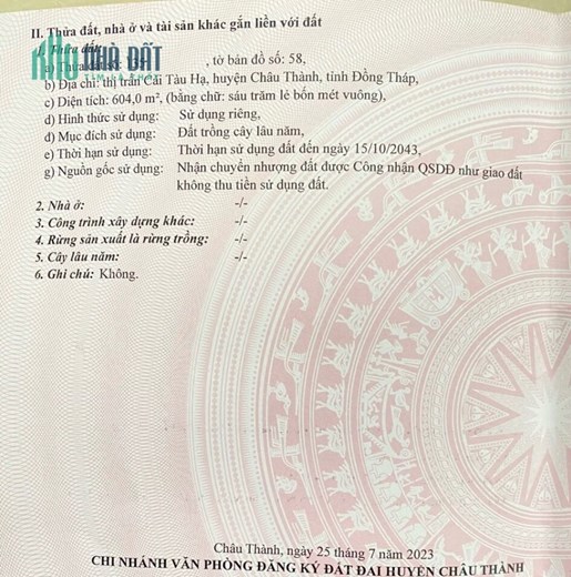 + CHÍNH CHỦ CẦN BÁN ĐẤT THỊ TRẤN CÁI TÀU HẠ, HUYỆN CHÂU THÀNH, TỈNH ĐỒNG THÁP - LIÊN HỆ: 0907293278