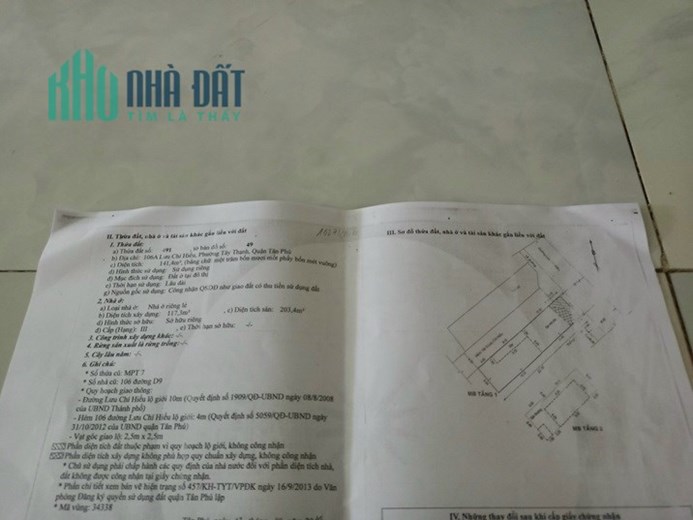 CHÍNH CHỦ CẦN BÁN CĂN NHÀ Vị Trí Đẹp tại phường Tây Thạnh, quận Tân Phú, TPHCM