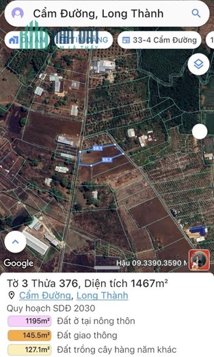 Chính chủ chuyển nhượng đất 2 mặt tiền đường nhựa giá 5,5 triệu/m2 DT 1.467m2 quy hoạch dân cư, lên