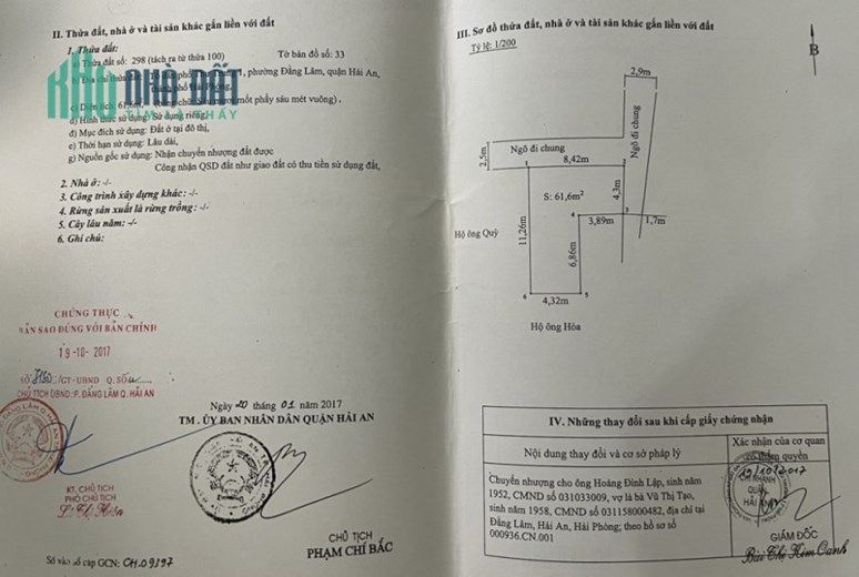 Bán nhà ngay sau mặt đường Thư Trung - Hải An, 62m 4 tầng GIÁ 3.1 tỉ