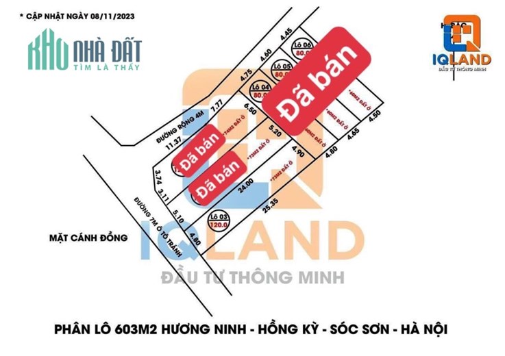 Chỉ nhú 1 tỷ có ngay 120m trục chính Hương Ninh-Hồng Kỳ-Ss cách QL 3 chỉ hơn 100m.