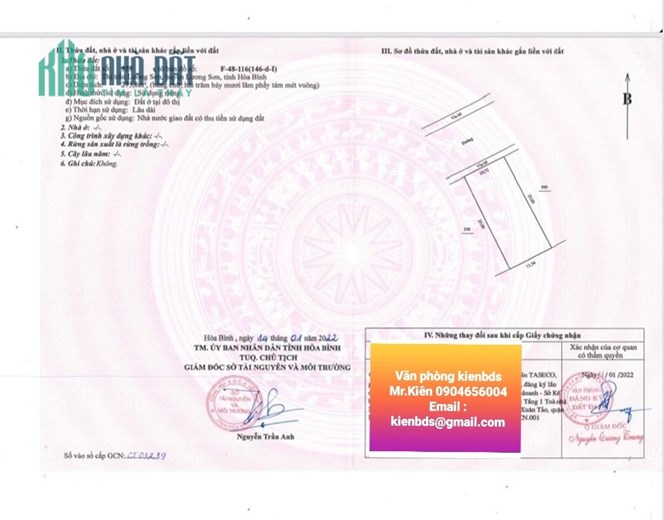 Bán ô đất biệt thự trục đường chính dự án Riverview - Lương Sơn - Hòa Bình.