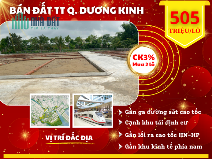 Bán lô đất Hoà Nghĩa Dương Kinh gần nhà ga đường sắt cao tốc Lào Cai Hải Phòng