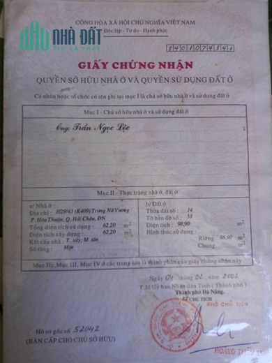 Bán Nhà 35 Trưng Nhị - Hoà Thuận Tây - Hải Châu- tp Đà nẵng.